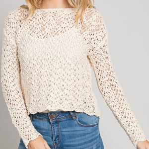 Top Layer Crop Crochet Sweater