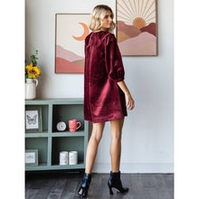 Load image into Gallery viewer, Velvet Puff Sleeve Peter Pan Collar Short Dress