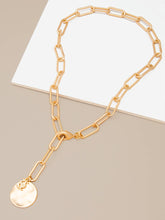 Load image into Gallery viewer, Gold Paper Clip &amp; Coin Medallion Necklace