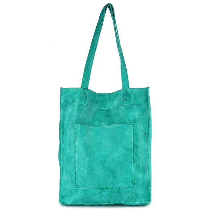 Margie Handcrafted Leather Tote Bag -Turquoise