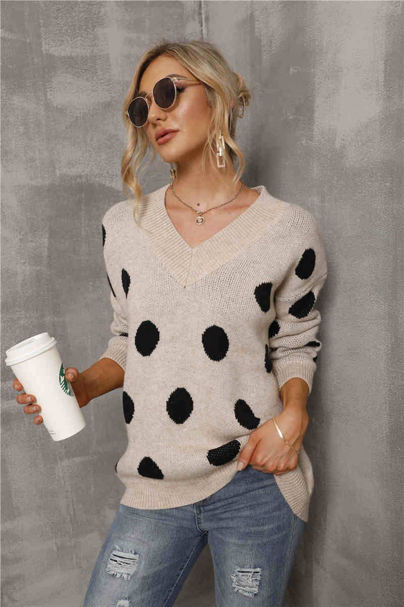 Polka Dot V Neck Sweater