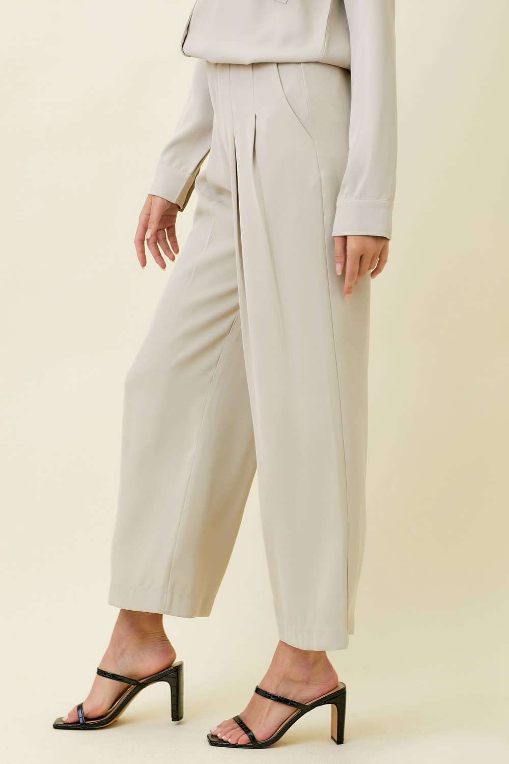 Warm Grey Wide Leg Trouser