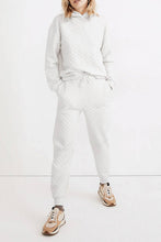 Load image into Gallery viewer, white quilted hoodie and sweatpants set front view