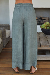 Italian Linen Pleated Palazzo Pant