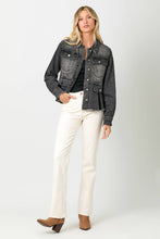 Load image into Gallery viewer, Acid Washed Denim Peplum Jacket