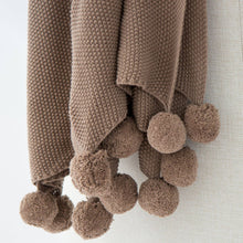 Load image into Gallery viewer, Aria Cotton Seedstitch Throw with Pompoms