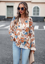 Load image into Gallery viewer, Floral Button Down Poet Sleeve Blouse