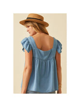 Load image into Gallery viewer, Square Neck Ruffle Cap Sleeve Top