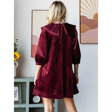 Load image into Gallery viewer, Velvet Puff Sleeve Peter Pan Collar Short Dress