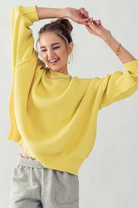 Oversized Crewneck Side Slit Sweater