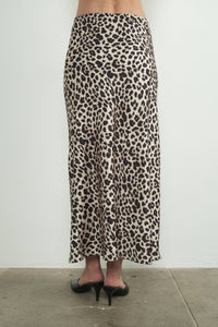 Leopard Satin Effect Skirt