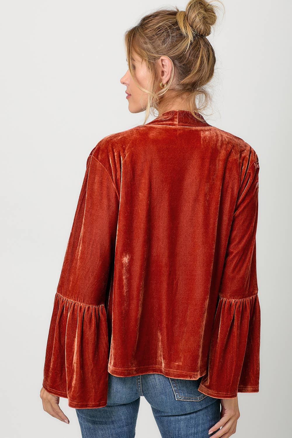 Bronze Embroidery Velvet Kimono