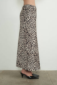 Leopard Satin Effect Skirt