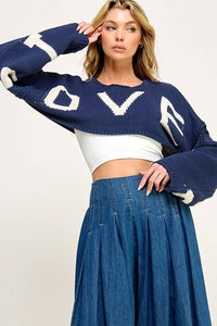 I Love You Bolero Cropped Sweater