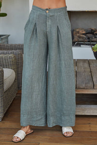 Italian Linen Pleated Palazzo Pant