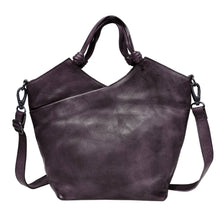 Load image into Gallery viewer, Nash Handcrafted Leather Tote/Crossbody Bag in Eggplant