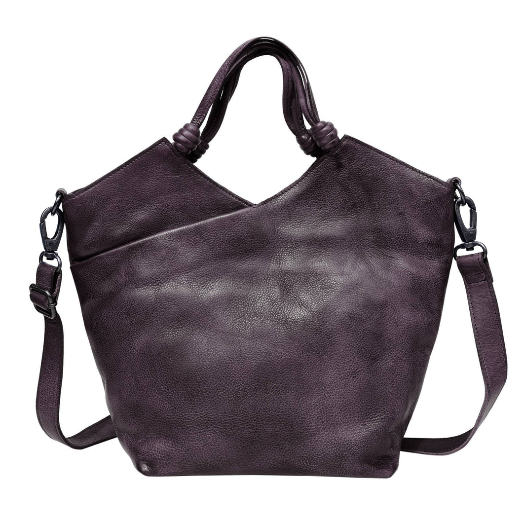 Nash Handcrafted Leather Tote/Crossbody Bag in Eggplant