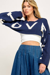 I Love You Bolero Cropped Sweater