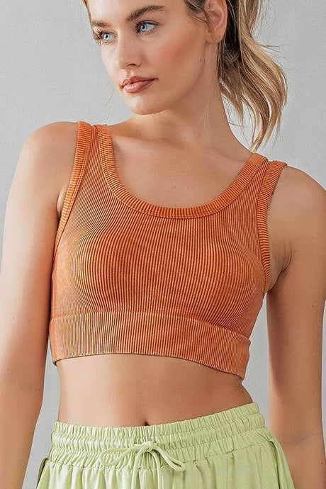 Minral Wash Crop Rib Tank Top