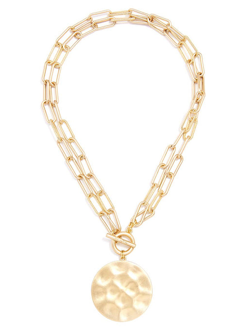 Double-Strand Gold Link Coin Necklace