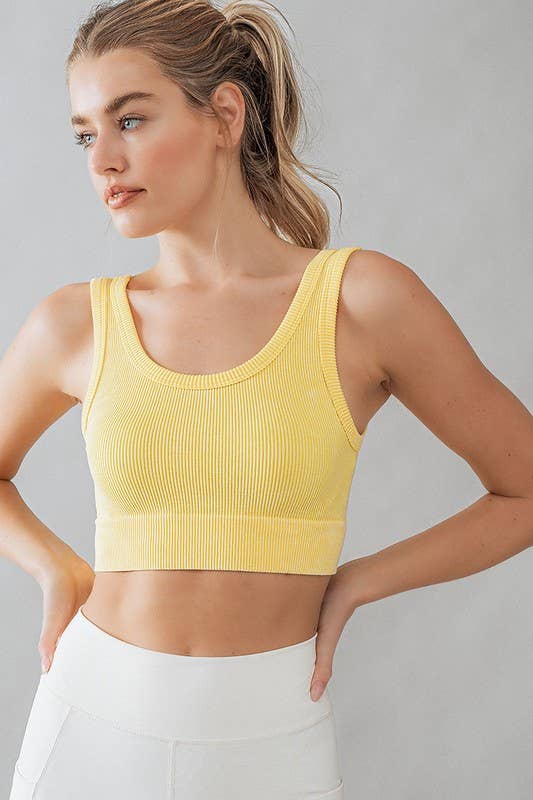 Mineral Wash Crop Ribbed Tank Top