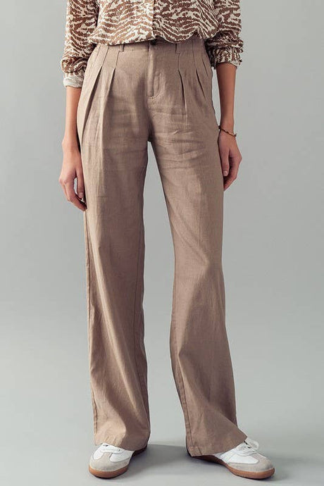 High Waisted Wide Fit Pleated Pants