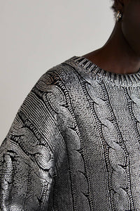 Alexandra Silver Cable Sweater