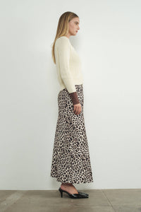 Leopard Satin Effect Skirt