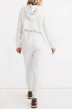 Load image into Gallery viewer, White quilted hoodie and sweatpants back view