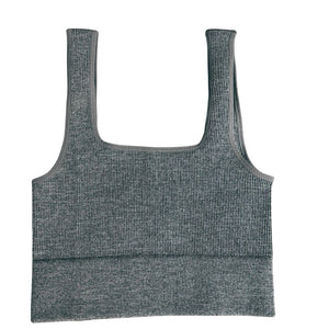 Ribbed Square Neck Cropped Tank Top