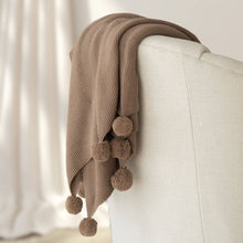 Load image into Gallery viewer, Aria Cotton Seedstitch Throw with Pompoms