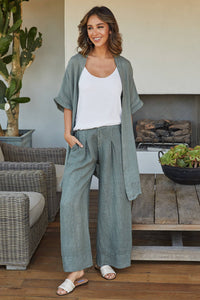 Italian Linen Pleated Palazzo Pant