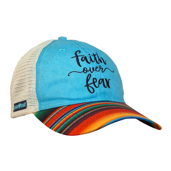 Grace & truth Womens Cap Faith Over Fear Stripes: One Size Fits Most / Blue/Multi