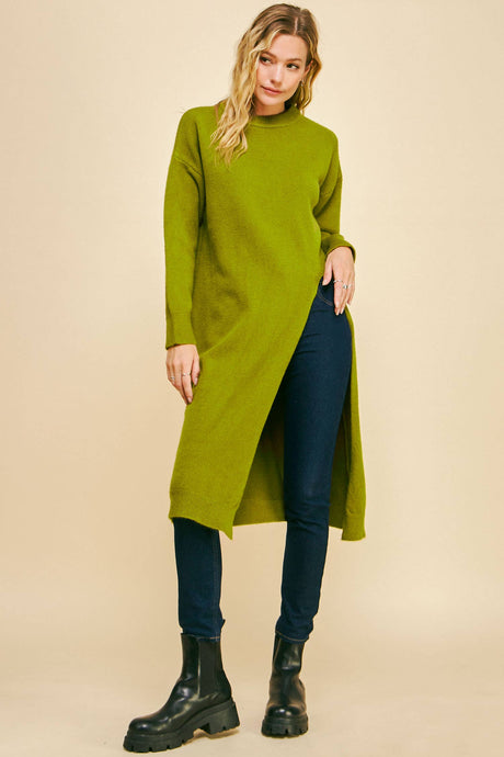 Cascade Slit Sweater Dress