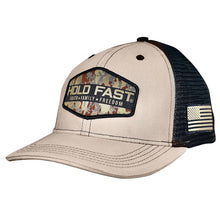 Load image into Gallery viewer, HOLD FAST Mens Cap Camo Badge: One Size Fits Most / Khaki/Black