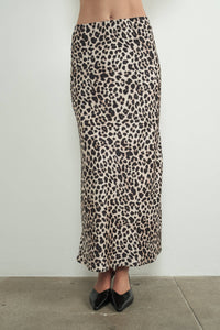 Leopard Satin Effect Skirt