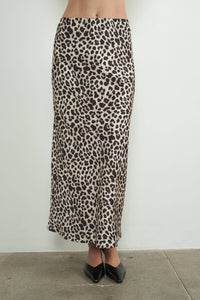 Leopard Satin Effect Skirt