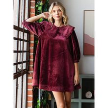 Load image into Gallery viewer, Velvet Puff Sleeve Peter Pan Collar Short Dress