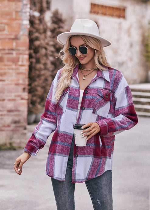 Wine Down Time Plaid Flannel Shacket