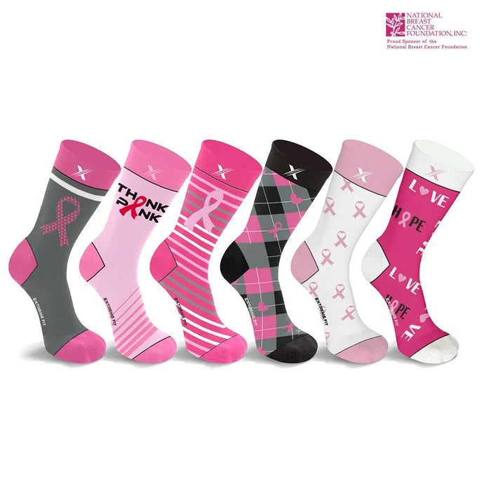 BREAST CANCER CREW-LENGTH COMPRESSION SOCKS