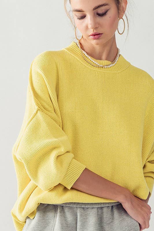 Oversized Crewneck Side Slit Sweater