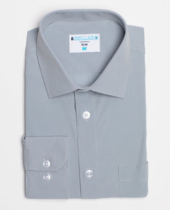Mens Long Sleeve Button Down Shirt- Salton Grey Slim Fit