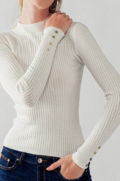 Hailee Cable Knit Mock Turtleneck