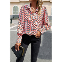 Load image into Gallery viewer, Geo Print Button Down Blouse