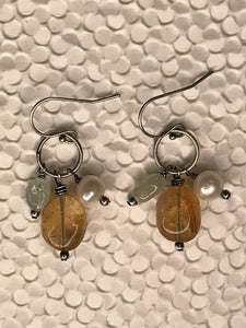 Three Stone Drop Earrings