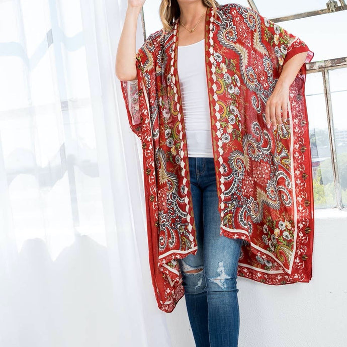 Red Print Kimono