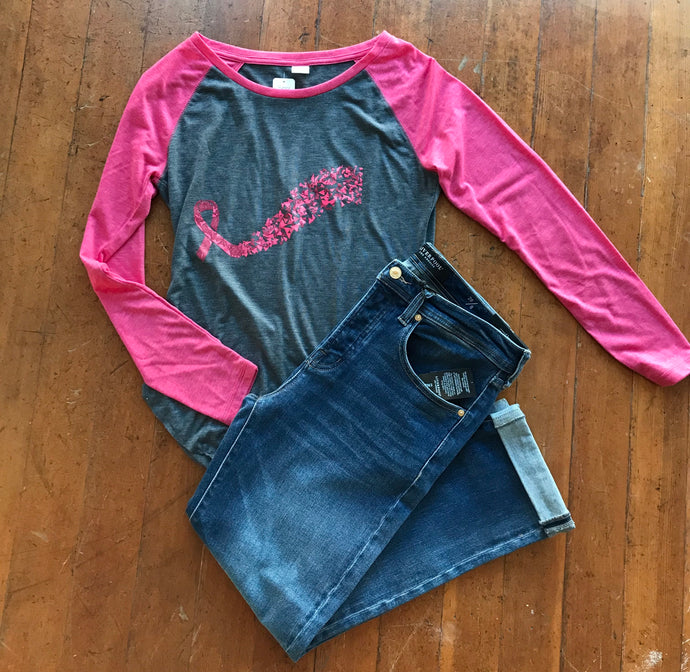 Pink Ribbon  Raglan