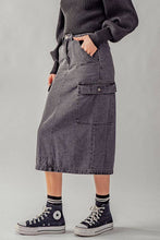 Load image into Gallery viewer, Midi Cargo Denim Skirt