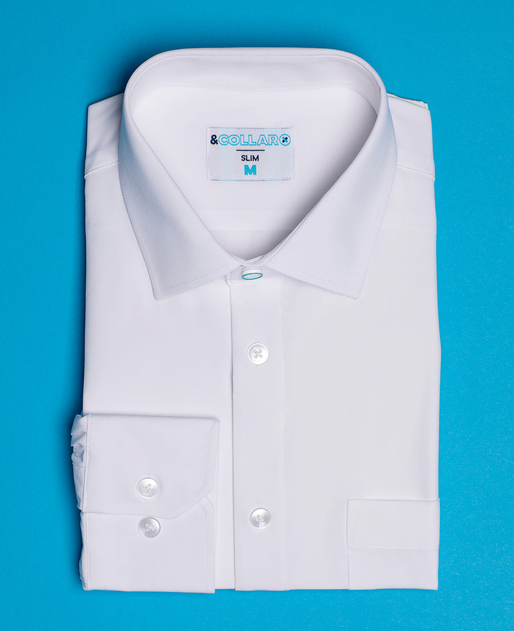 Mens Long Sleeve Button Down Shirt -  Atlantic White Slim Fit