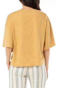 Dolman Sleeve Stretch Linen Top